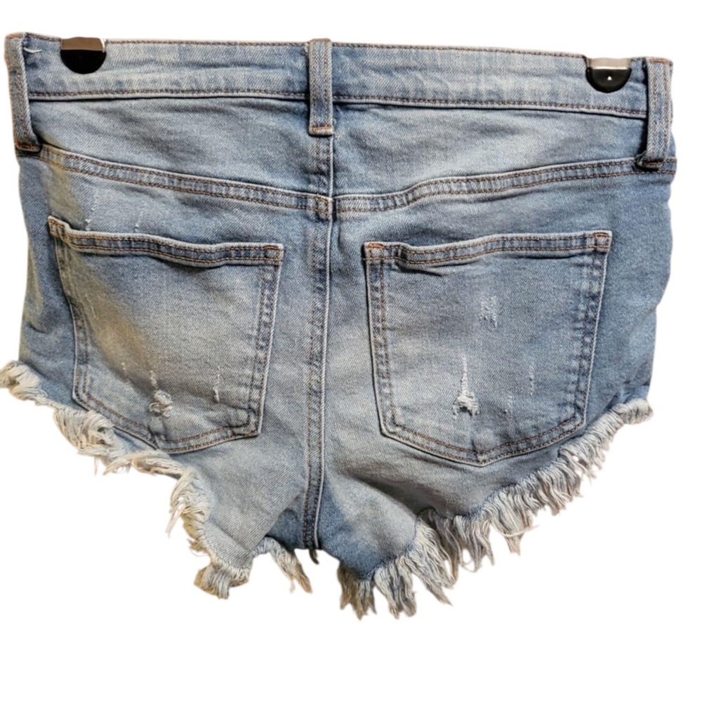 Celebrity Pink Blue Distressed Jean Shorts - Picture 2 of 4